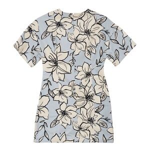 Anthropologie Denim Dress Sz S Dhruv Kapoor Blue Artsy Black White Floral Print